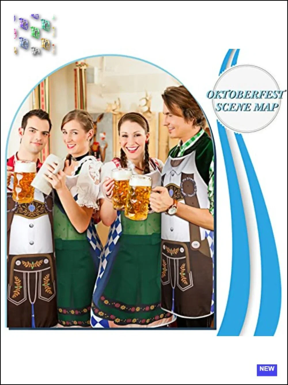 2-Piece German Oktoberfest Apron for Couples Cooking BBQ Party Costume